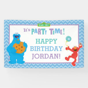 Cookie Monster en Elmo Birthday Spandoek