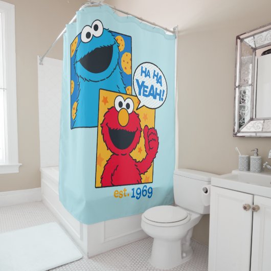Cookie Monster en Elmo | Ha Ha ha Ja Douchegordijn (In situ)