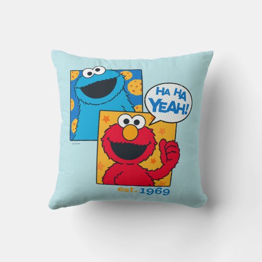 Cookie Monster en Elmo | Ha Ha ha Ja Kussen (Achterkant)