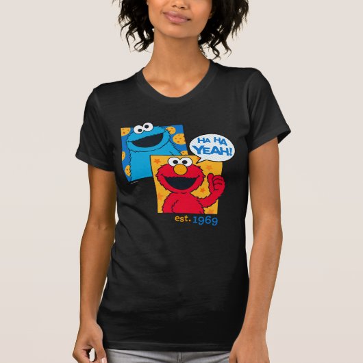 Cookie Monster en Elmo | Ha Ha ha Ja T-shirt (Voorkant)