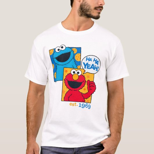 Cookie Monster en Elmo | Ha Ha ha Ja T-shirt (Voorkant)