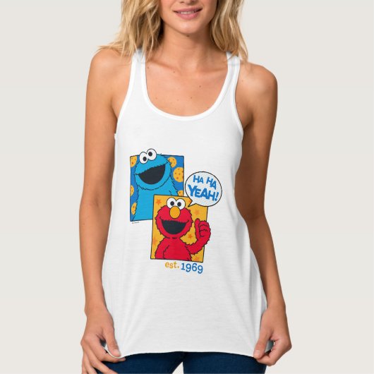 Cookie Monster en Elmo | Ha Ha ha Ja Tanktop (Voorkant)