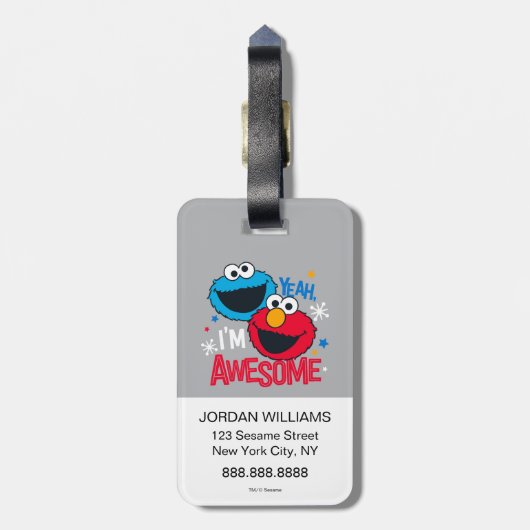 Cookie Monster en Elmo | Ja, ik ben Geweldige Bagagelabel (Achterkant verticaal)