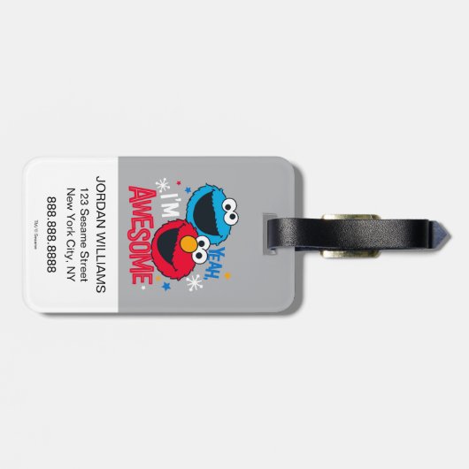 Cookie Monster en Elmo | Ja, ik ben Geweldige Bagagelabel (Achterkant horizontaal)