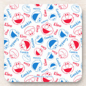 Cookie Monster en Elmo | Rood- en blauw patroon Bier Onderzetter (Voorkant)