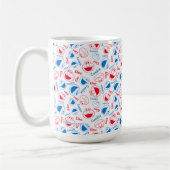 Cookie Monster en Elmo | Rood- en blauw patroon Koffiemok (Links)
