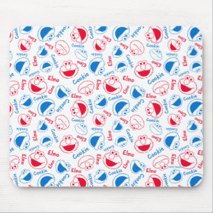 Cookie Monster en Elmo   Rood- en blauw patroon Muismat