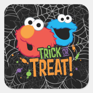Cookie Monster en Elmo - Snoep of een Behandeling Vierkante Sticker