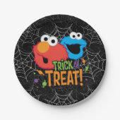 Cookie Monster en Elmo - Trick or treat Papieren Bordje (Voorkant)