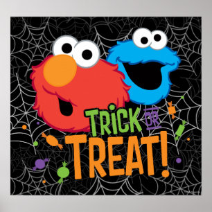 Cookie Monster en Elmo - Trick or treat Poster