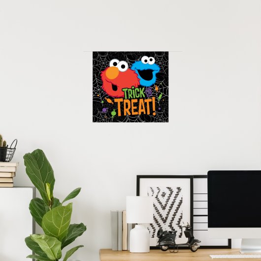 Cookie Monster en Elmo - Trick or treat Poster (Thuiskantoor)