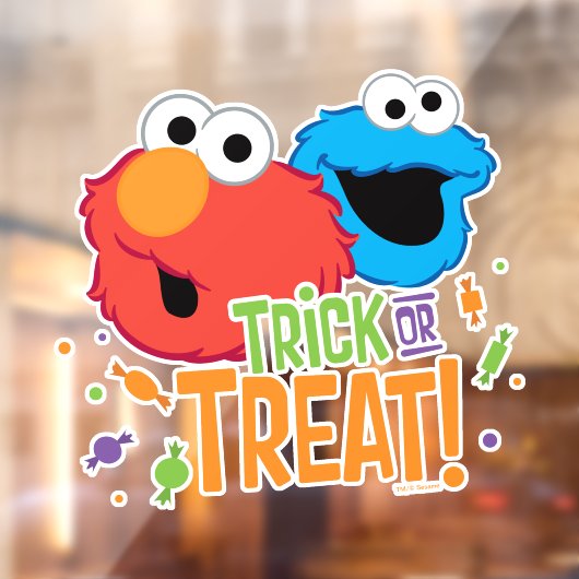 Cookie Monster en Elmo - Trick or treat Raamsticker (Vel 2)