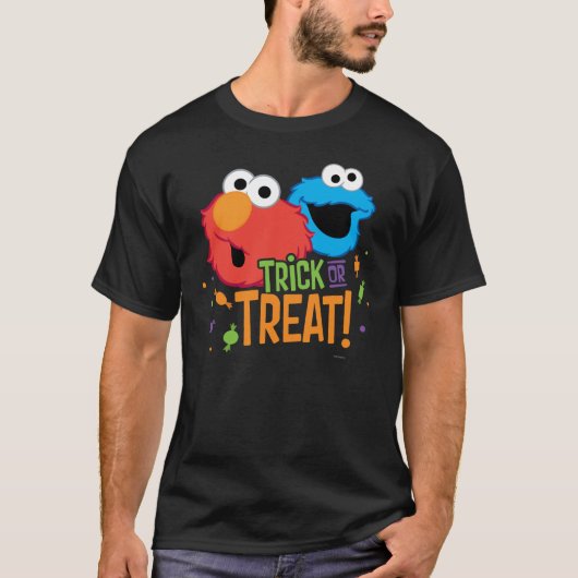 Cookie Monster en Elmo - Trick or treat T-shirt (Voorkant)