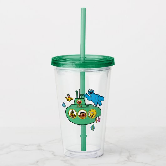 Cookie Monster en Sesame Pals Submarine Acryl Drinkbeker (Voorkant)