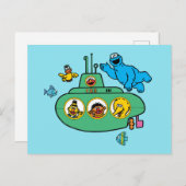 Cookie Monster en Sesame Pals Submarine Briefkaart (Voorkant / Achterkant)