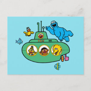 Cookie Monster en Sesame Pals Submarine Briefkaart