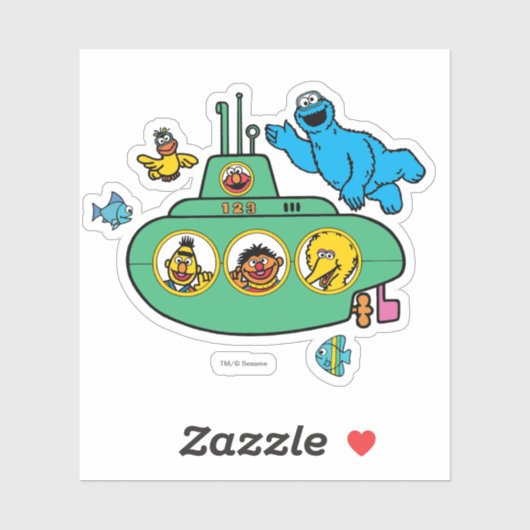 Cookie Monster en Sesame Pals Submarine Sticker (Vel)