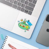 Cookie Monster en Sesame Pals Submarine Sticker (Laptop met iPhone)