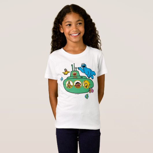 Cookie Monster en Sesame Pals Submarine T-shirt (Voorkant volledig)