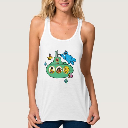 Cookie Monster en Sesame Pals Submarine Tanktop (Voorkant)