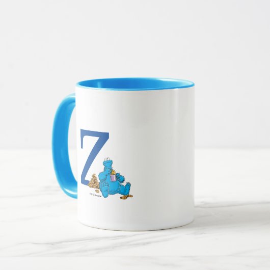Cookie Monster Eten Cookies Monogram Z Mok (Voorkant links)