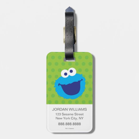 Cookie Monster Face 2 Bagagelabel (Achterkant verticaal)