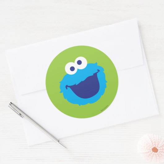 Cookie Monster Face Ronde Sticker (Envelop)