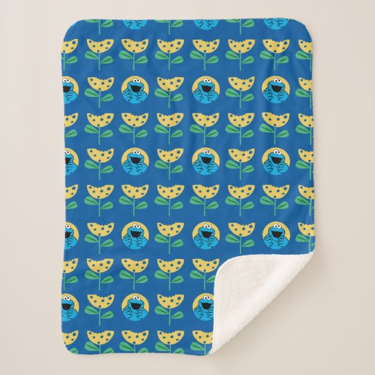 Cookie Monster Flower Pattern Sherpa Deken (Voorkant)