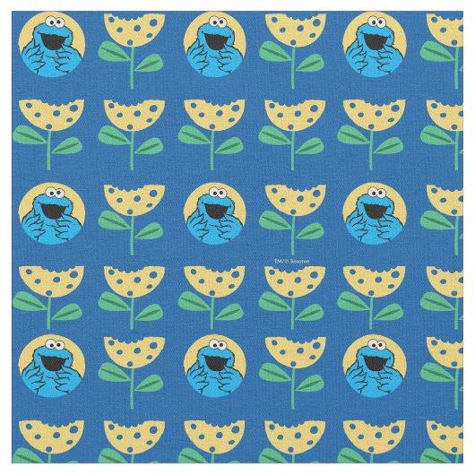 Cookie Monster Flower Pattern Stof (Close Up)