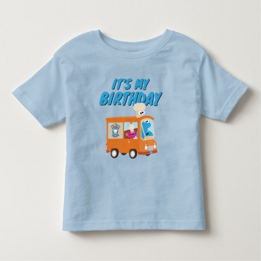 Cookie Monster Food Truck Het is mijn verjaardag Kinder Shirts (Voorkant)