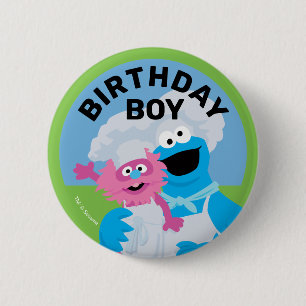 Cookie Monster Food Truck Verjaardag Jongen Ronde Button 5,7 Cm