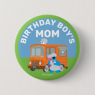Cookie Monster Food Truck Verjaardag Jongen's Mam Ronde Button 5,7 Cm