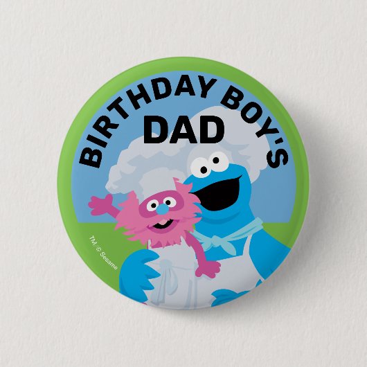 Cookie Monster Food Truck Verjaardag Jongen's Papa Ronde Button 5,7 Cm (Voorkant)