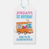 Cookie Monster Food Truck Verjaardagsgunst Cadeaulabel (Achterkant)