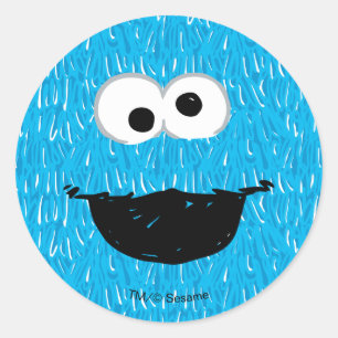 Cookie Monster Fur Face Pattern Ronde Sticker