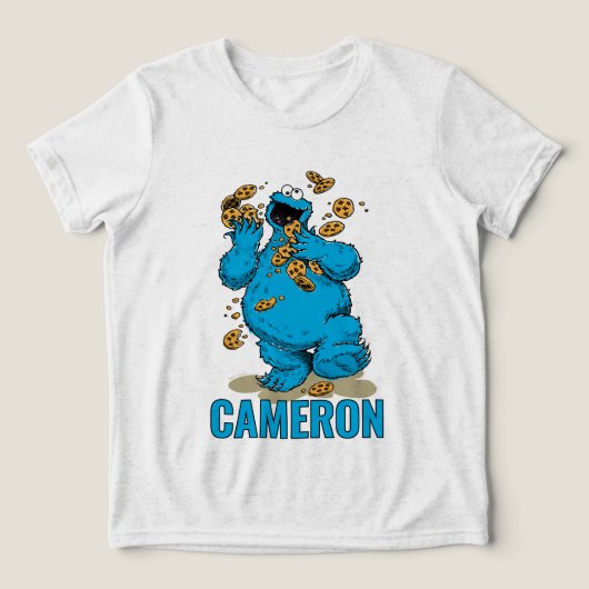 Cookie Monster Gekke Koekjes Tri-Blend Shirt (Design voorkant)
