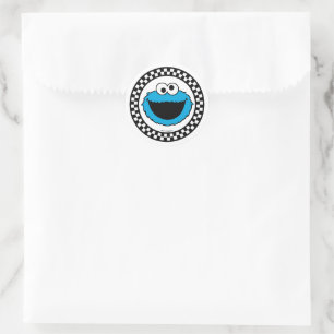 Cookie Monster Geruit Ronde Sticker