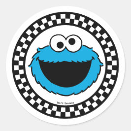 Cookie Monster Geruit Ronde Sticker