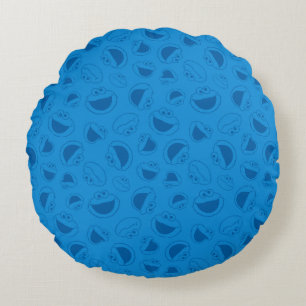 Cookie Monster   Geweldige blauw patroon voor mij Rond Kussen
