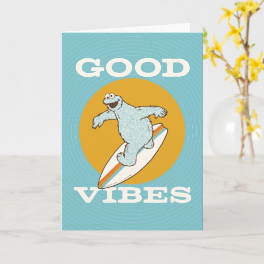 Cookie Monster Good Vibes Kaart (Gele Bloem)