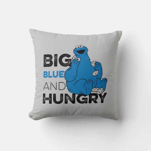 Cookie Monster | Groot blauw en Hongarije Kussen (Voorkant)