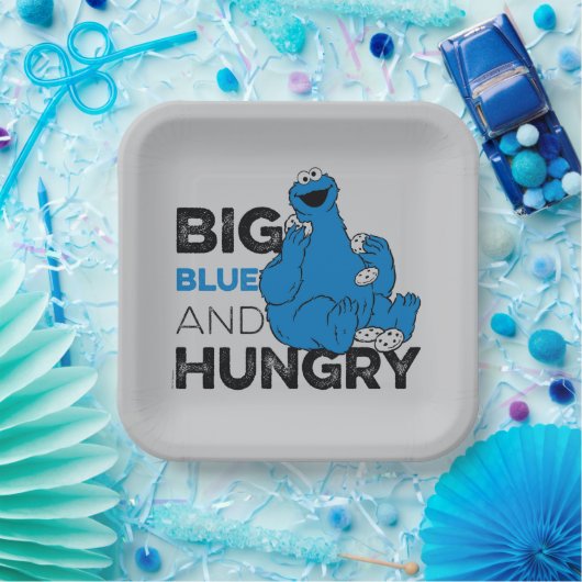 Cookie Monster | Groot blauw en Hongarije Papieren Bordje (Feest)