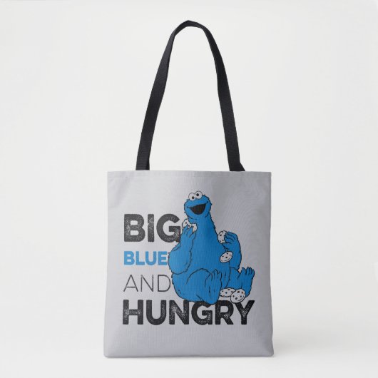 Cookie Monster | Groot blauw en Hongarije Tote Bag (Voorkant)