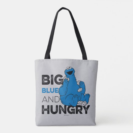 Cookie Monster | Groot blauw en Hongarije Tote Bag (Achterkant)