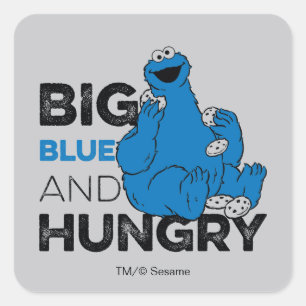 Cookie Monster Groot blauw en Hongarije Vierkante Sticker