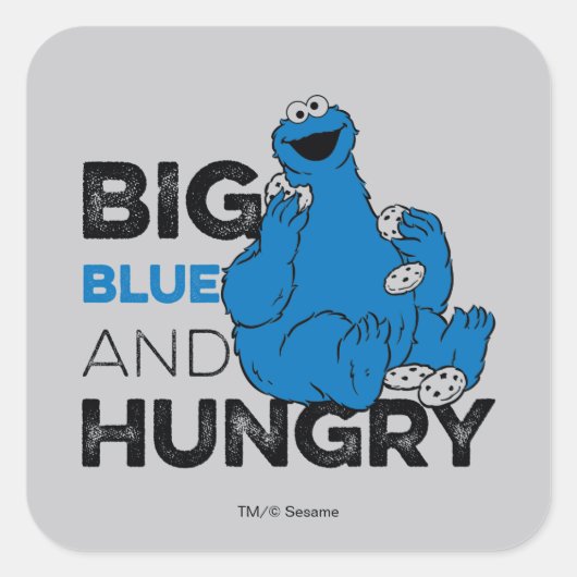 Cookie Monster | Groot blauw en Hongarije Vierkante Sticker (Voorkant)