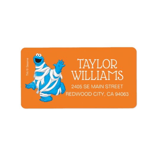 Cookie Monster | Halloween Mummy Etiket (Voorkant)