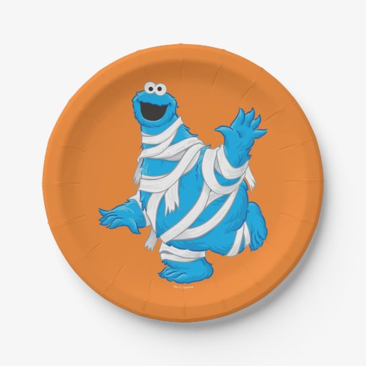 Cookie Monster | Halloween Mummy Papieren Bordje (Voorkant)