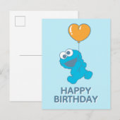 Cookie Monster Hart Ballon Briefkaart (Voorkant / Achterkant)