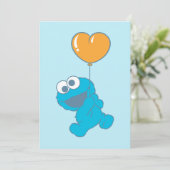 Cookie Monster Hart Ballon Kaart (Staand voorkant)